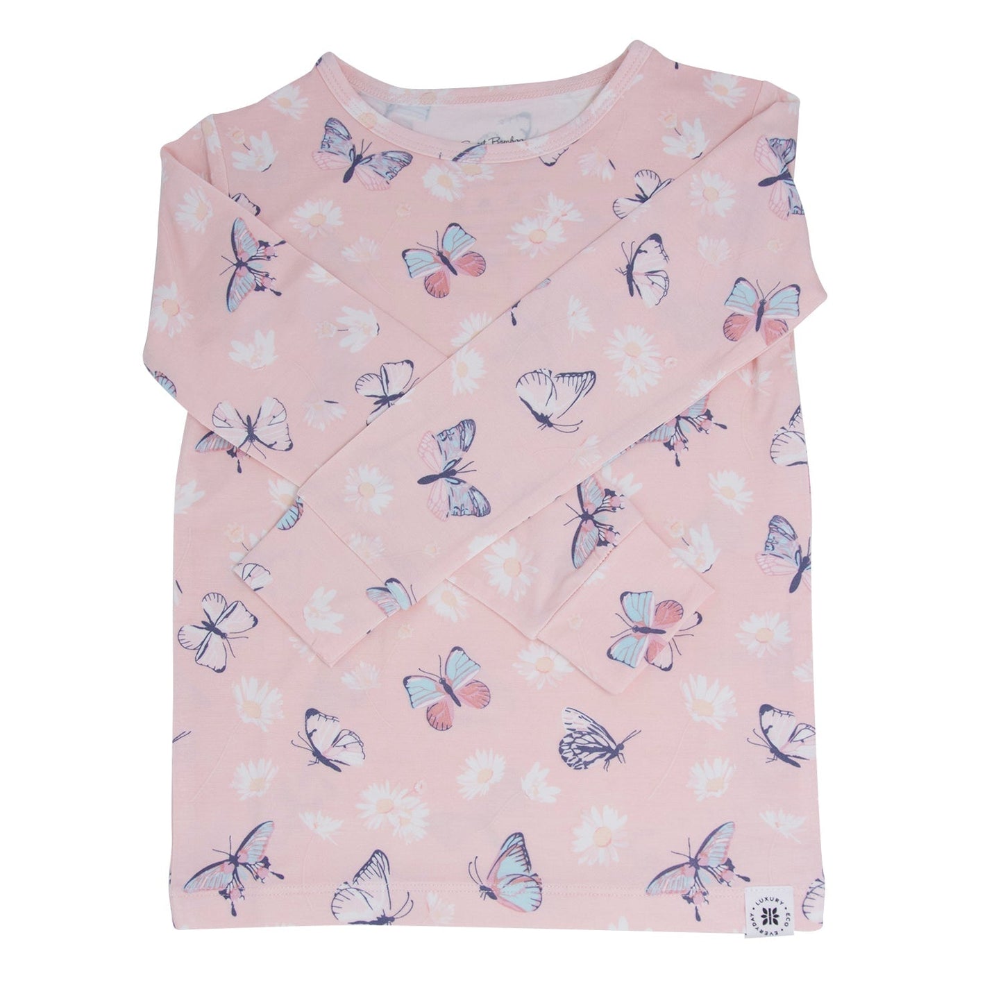 Pink Butterfly Daisy Bamboo Big Kid Pajama Set
