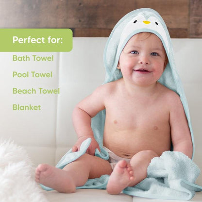 KeaBabies Cuddle Organic Bamboo Baby Hooded Towel - Penguin