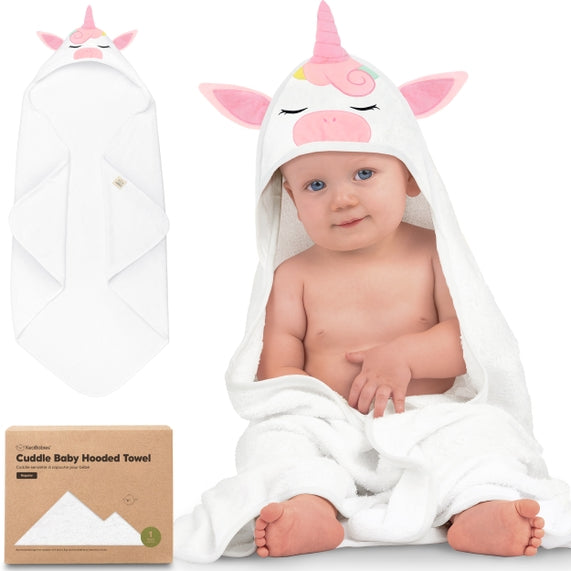 KeaBabies Cuddle Organic Bamboo Baby Hooded Towel - Unicorn