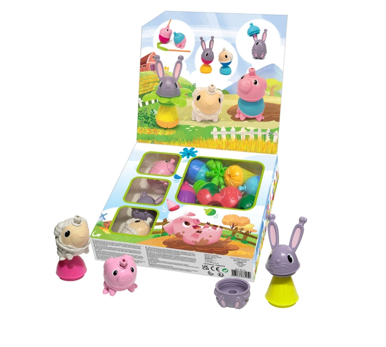 Lalaboom - Gift Set of Educational Beads & 3 Farm Animals