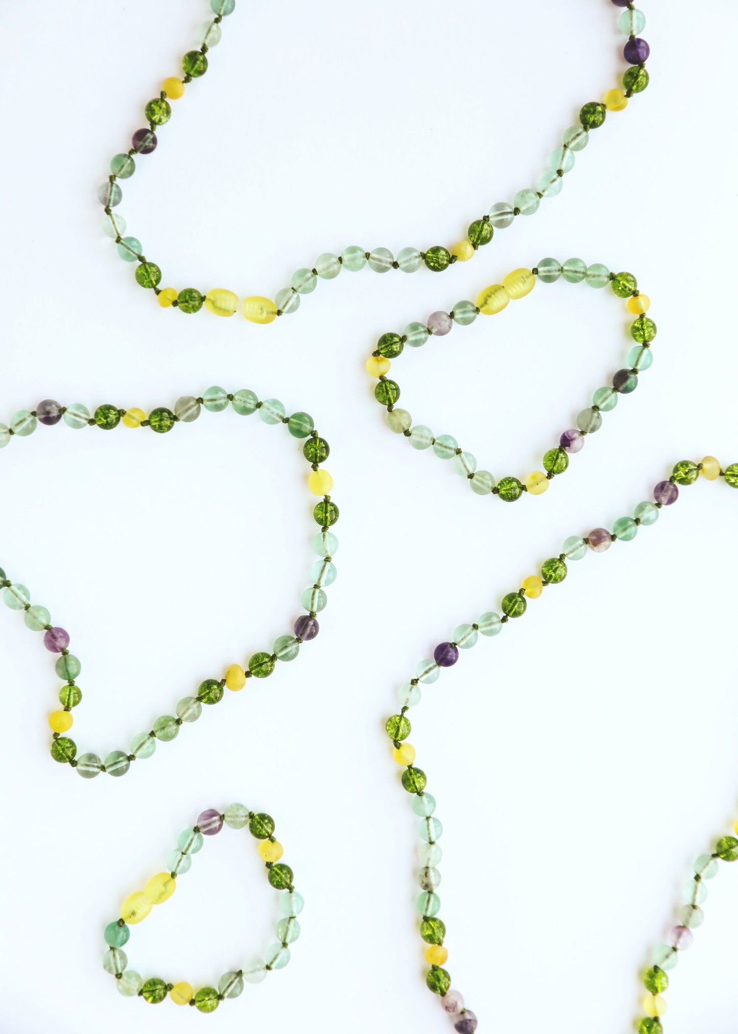 Raw Baltic Sea Amber + Fluorite + Peridot || Gemstone Necklace