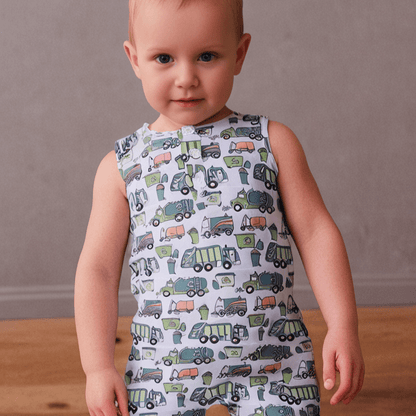 Garbage Trucks Recycle Tank Romper