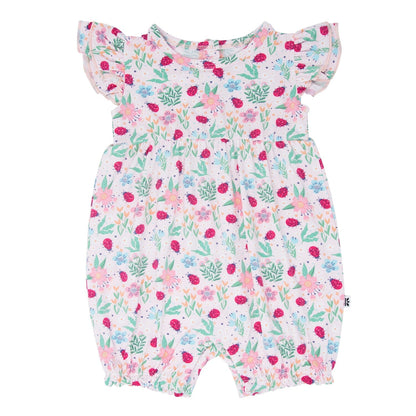 Ladybug Flower Garden Ruffle Romper