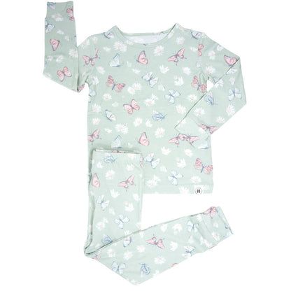 Mint Butterfly Daisy Bamboo Big Kid Pajama Set