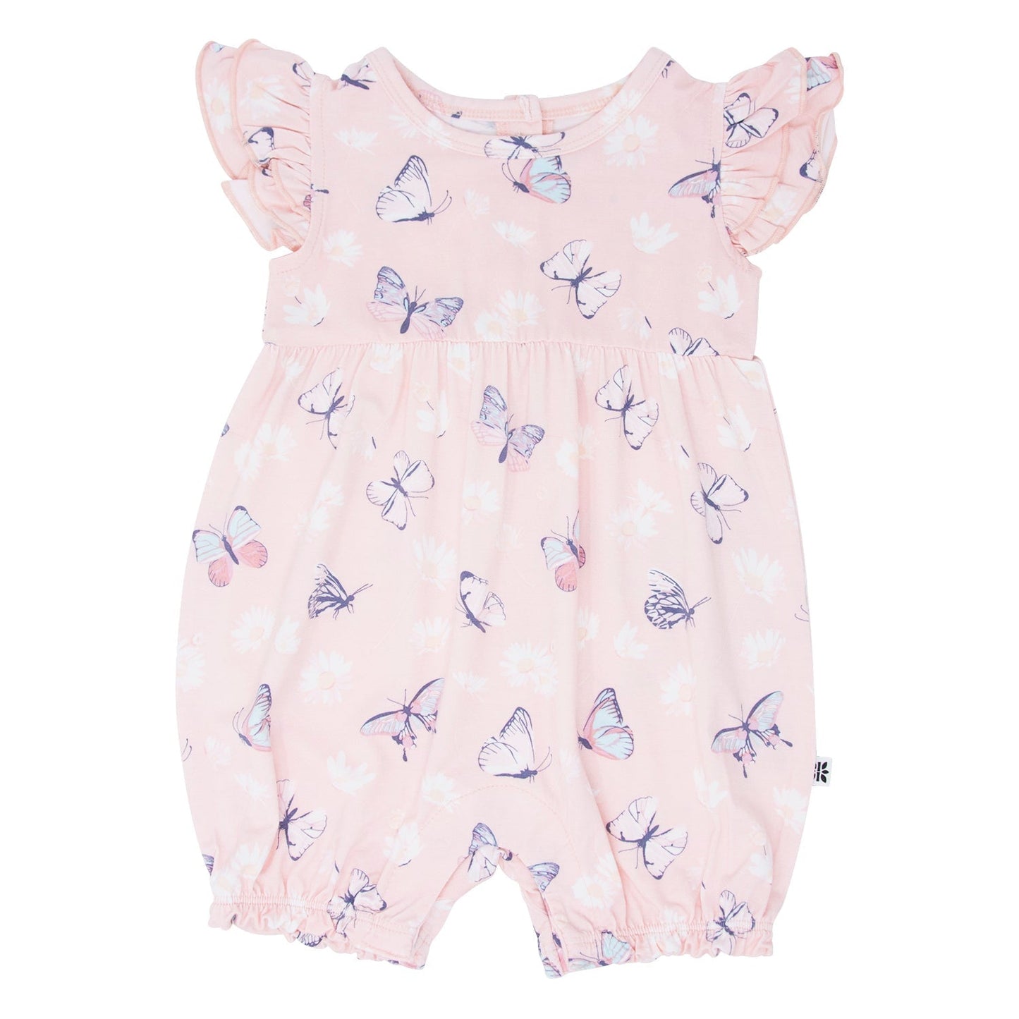 Pink Butterfly Daisy Bamboo Ruffle Romper