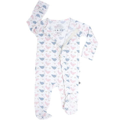 Pink Farm Hens Bamboo Ruffle Footie