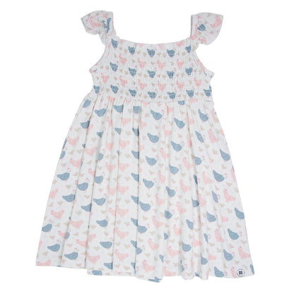 Pink Farm Hens Bamboo Smocked Vintage Dress