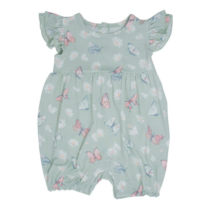 Mint Butterfly Daisy Bamboo Ruffle Romper