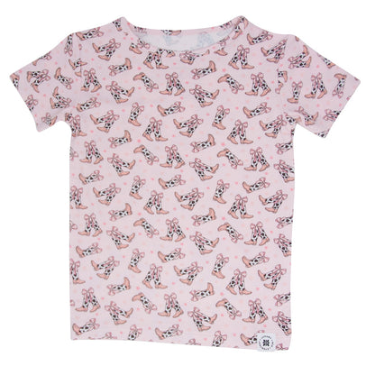 Cowhide Boots Bows Summer Pajama Set