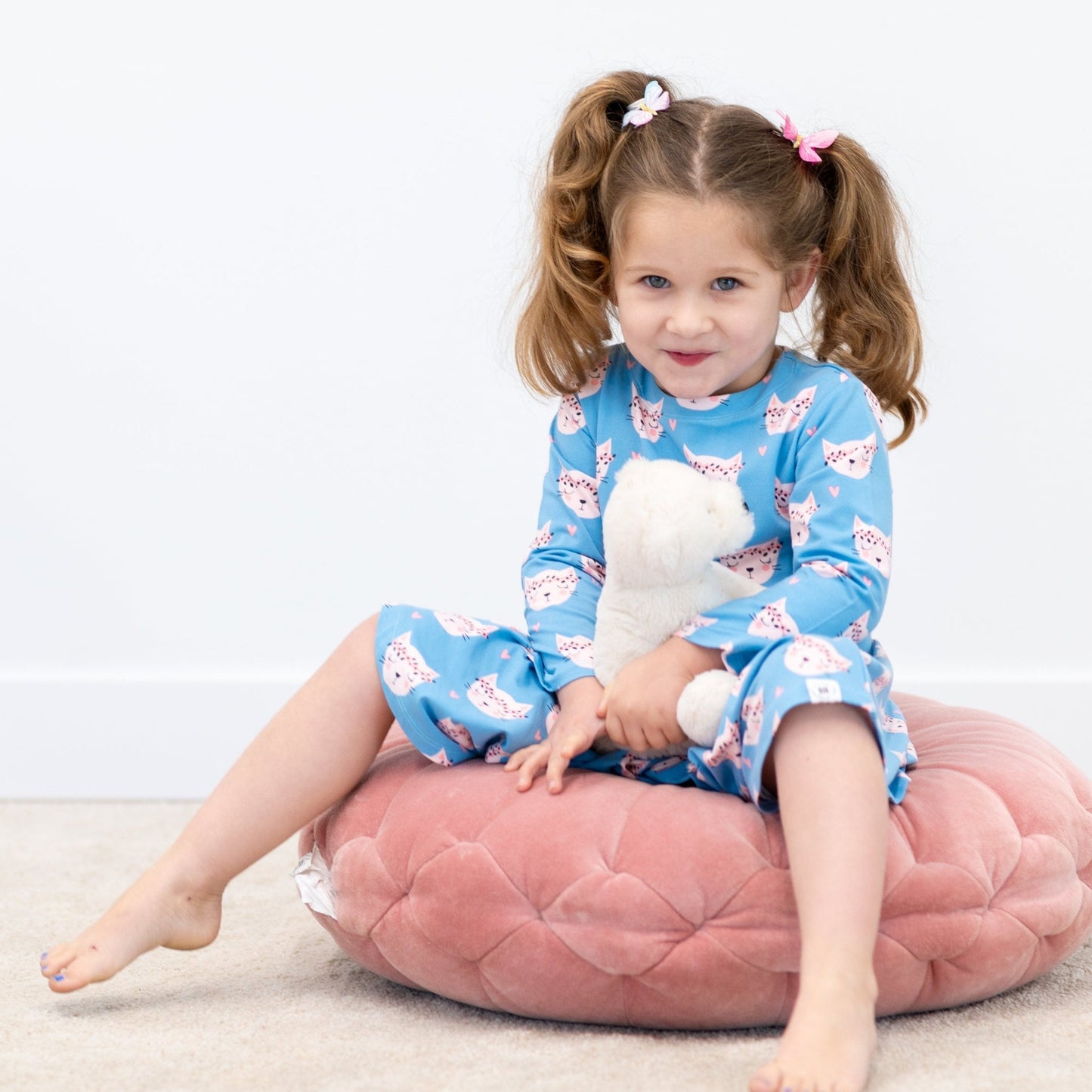 Pretty Pink Cat Swirly Girl Dress