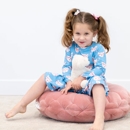 Pretty Pink Cat Swirly Girl Dress