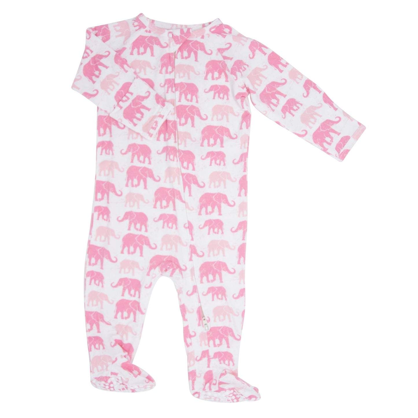 Pink Elephant Zipper Footie
