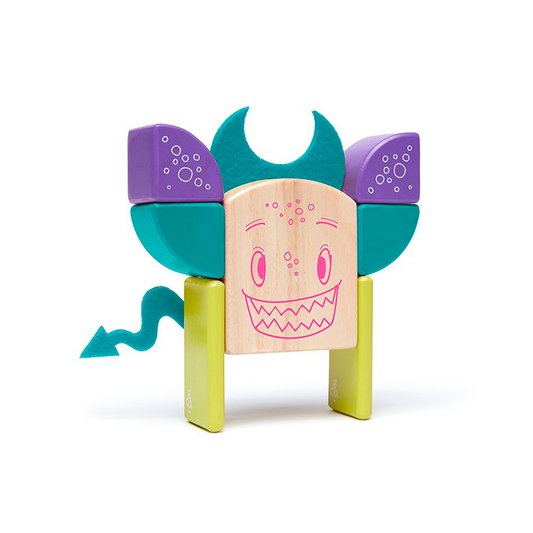 Tegu Pip Magnetic Wooden Blocks Sticky Monsters 8 Pieces