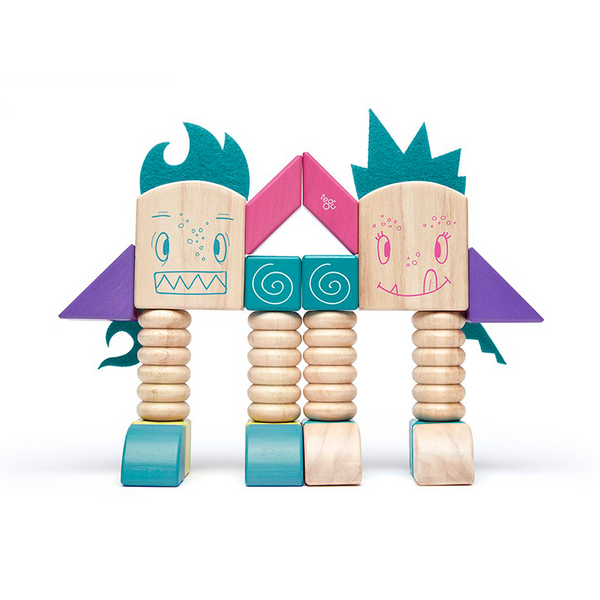 Tegu Beans and Tumtum Magnetic Wooden Blocks Sticky Monsters 30 pieces