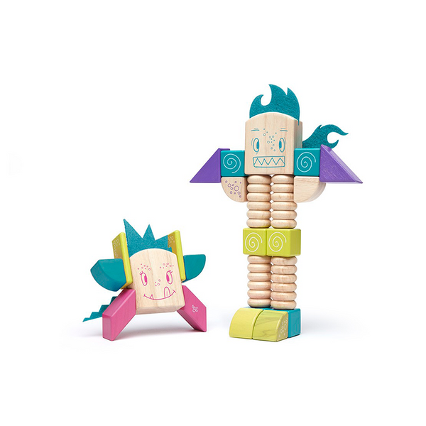 Tegu Beans and Tumtum Magnetic Wooden Blocks Sticky Monsters 30 pieces