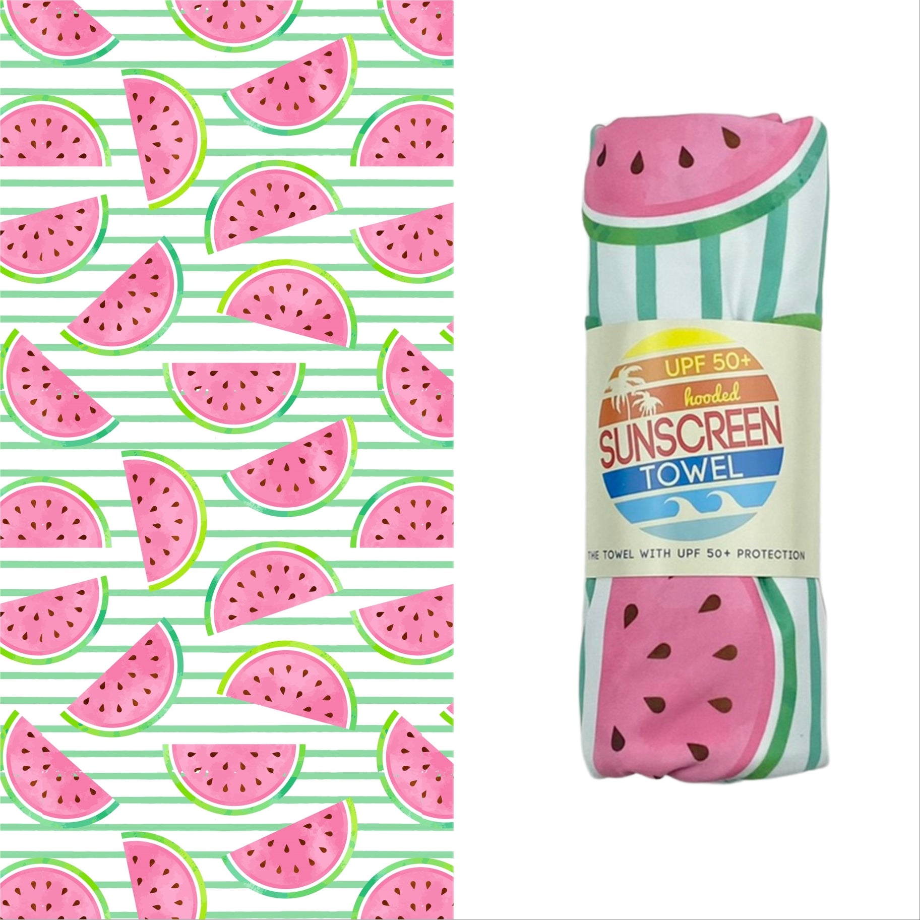 Luv Bug Co Hooded UPF 50+ Sunscreen Towel - Watermelon