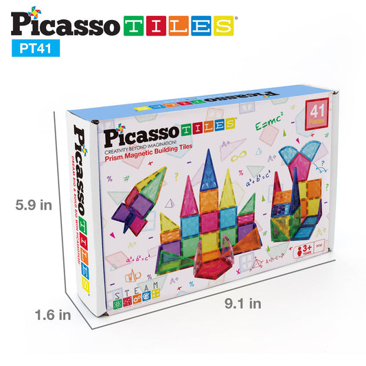 PicassoTiles 41 Piece Prism Magnetic Building