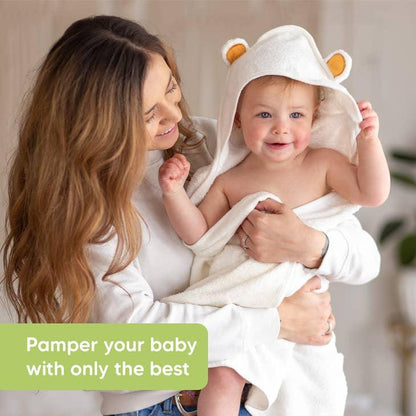 KeaBabies Cuddle Organic Bamboo Baby Hooded Towel - Cat