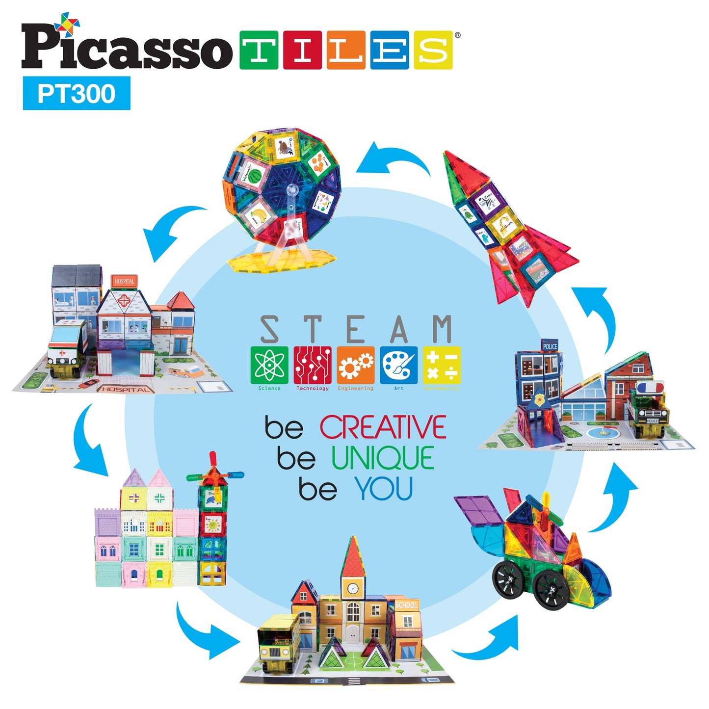 PicassoTiles - PicassoTiles 300 Piece Master Builder Building Block Set
