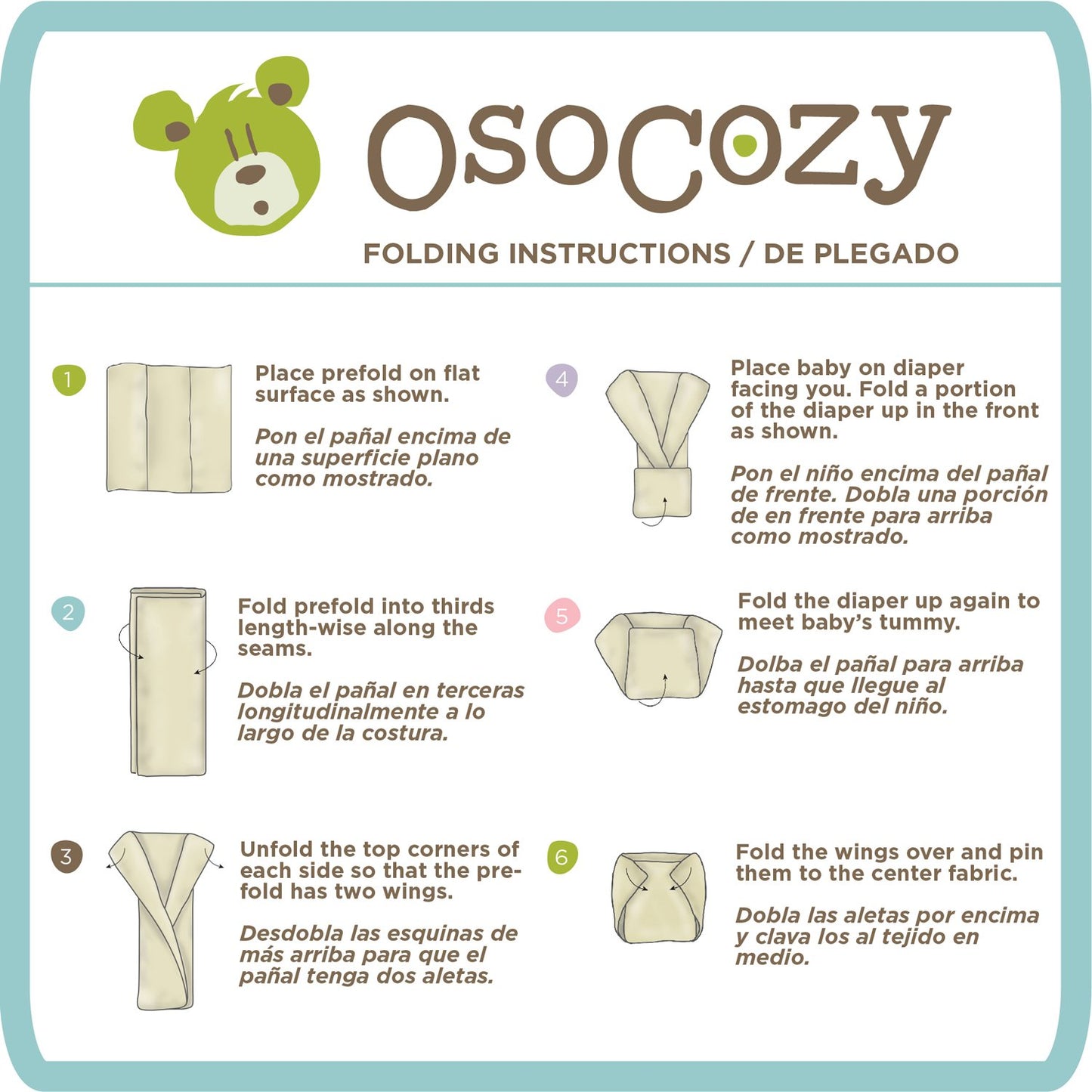 OsoCozy Unbleached Indian Cotton Prefolds - Preemie (6 pack)
