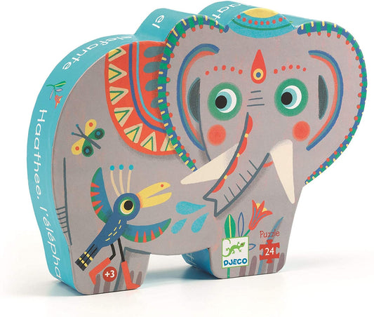 Djeco Silhouette Puzzle 24 Pieces - Haathee, Asian Elephant