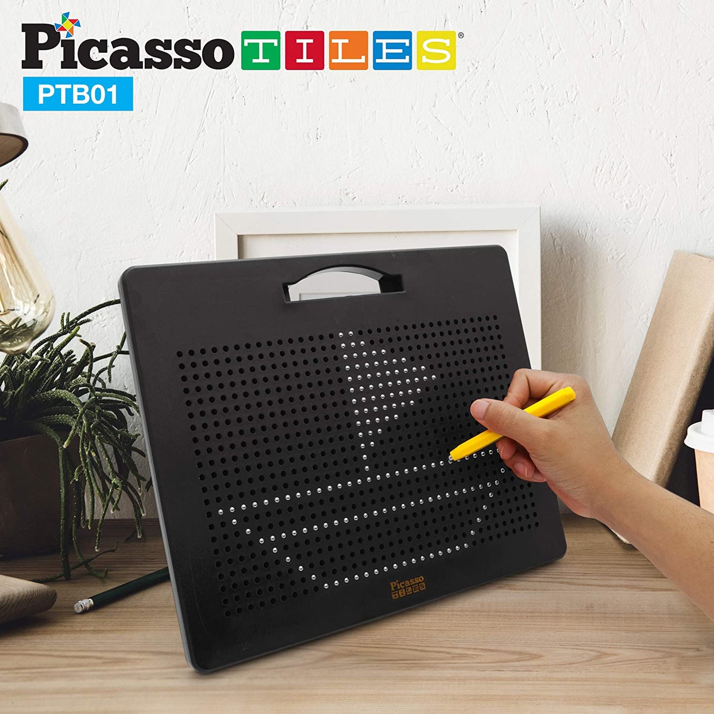 PicassoTiles Large 12" x 10" Magnetic Drawing Board - Black