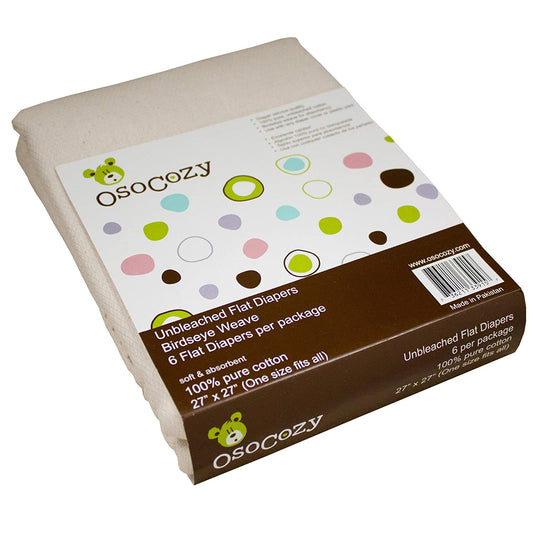 OsoCozy Unbleached Birdseye Flat Diapers (6pk)