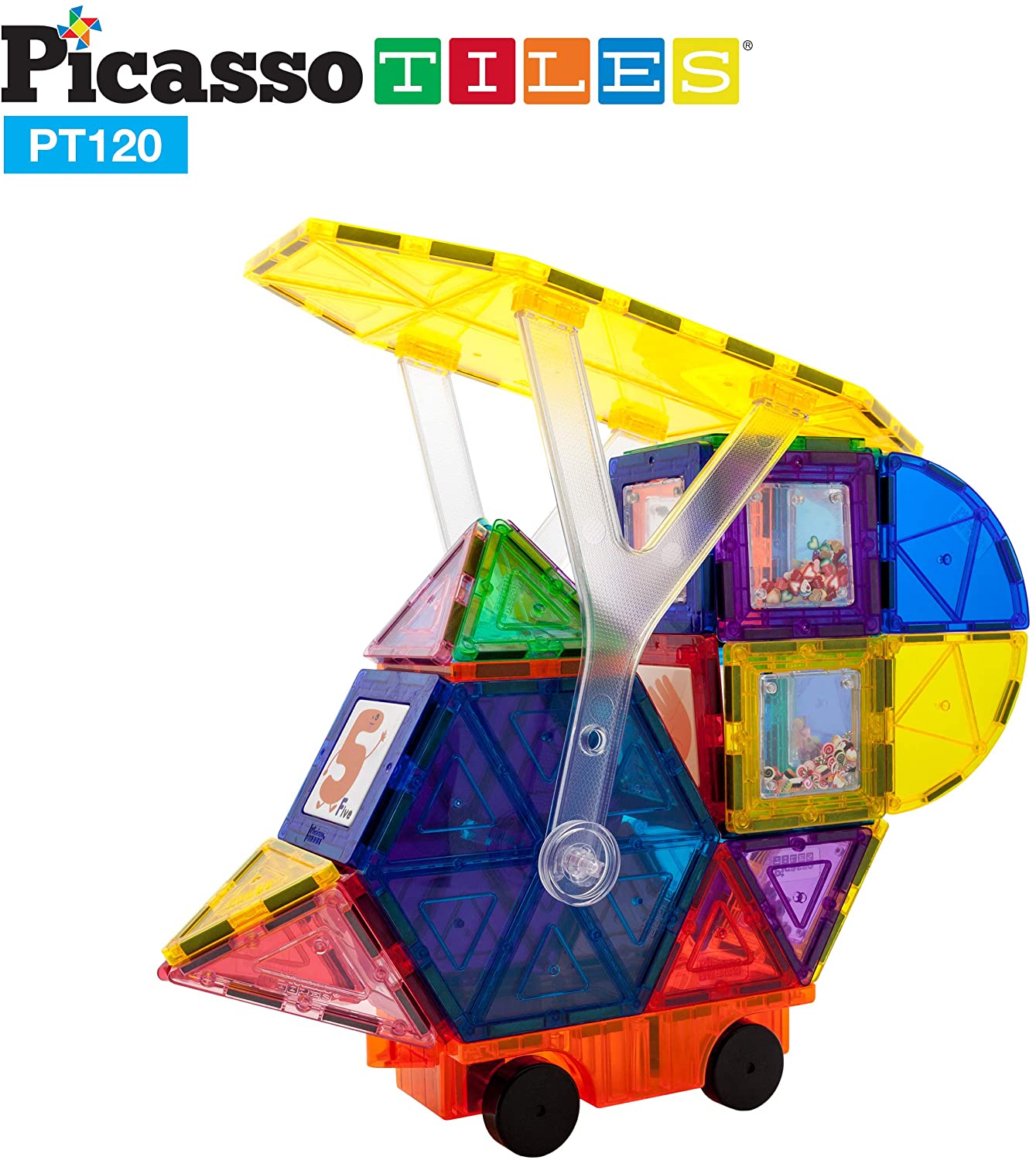 PicassoTiles 120 Piece Magnetic Tile Set