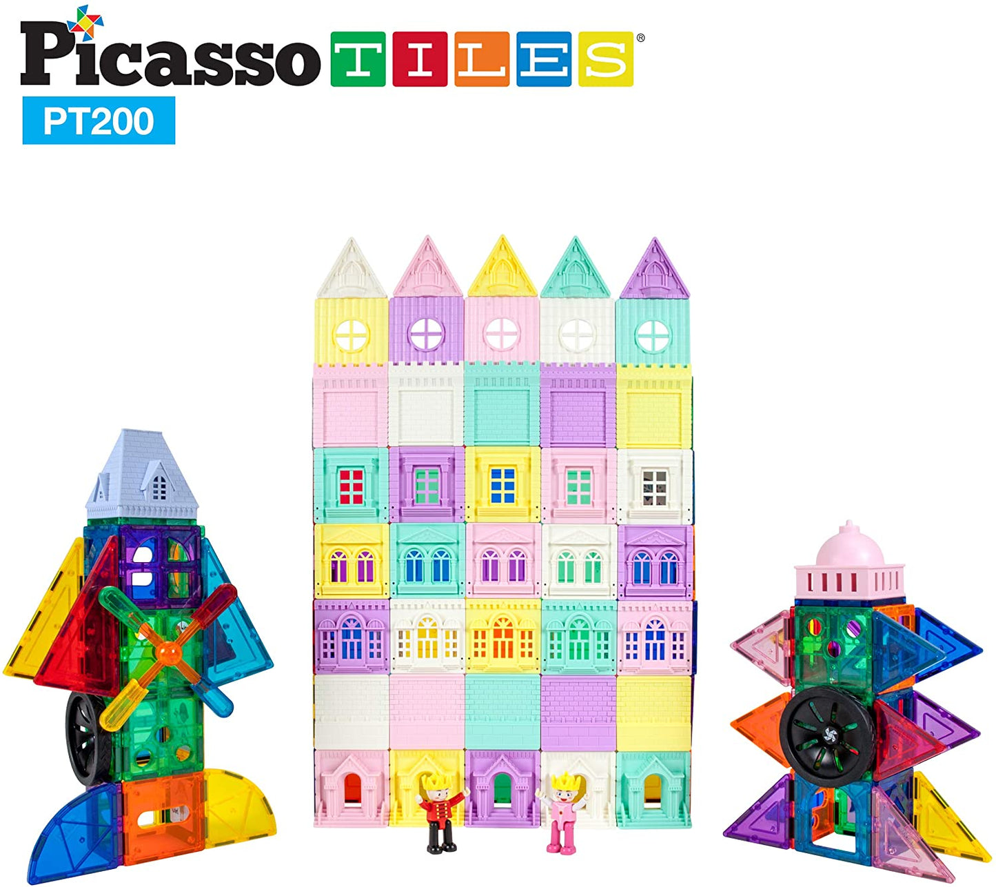 PicassoTiles 200pc Castle Magnetic Tile Set