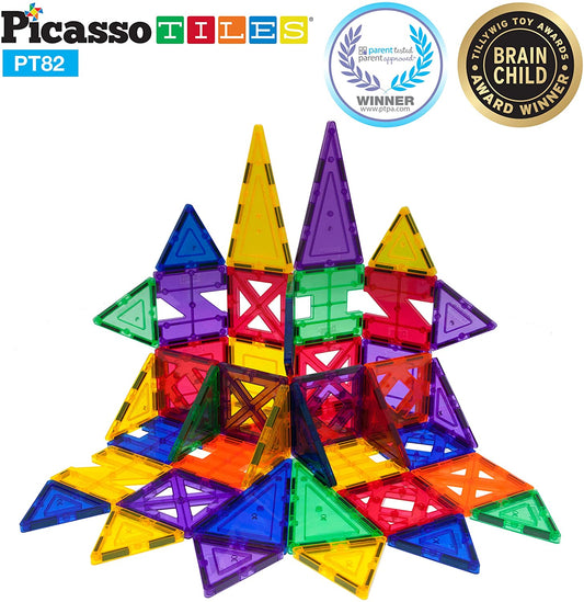 PicassoTiles 82 Piece Creativity Magnetic Tile Set