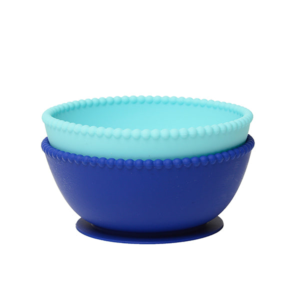 Chewbeads Silicone Suction Bowls Set of 2 - Turquoise/Cobalt