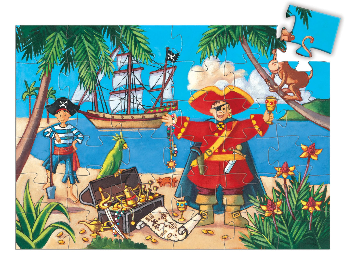 Djeco The Pirate & His Treasure 36pc Silhouette Jigsaw Puzzle
