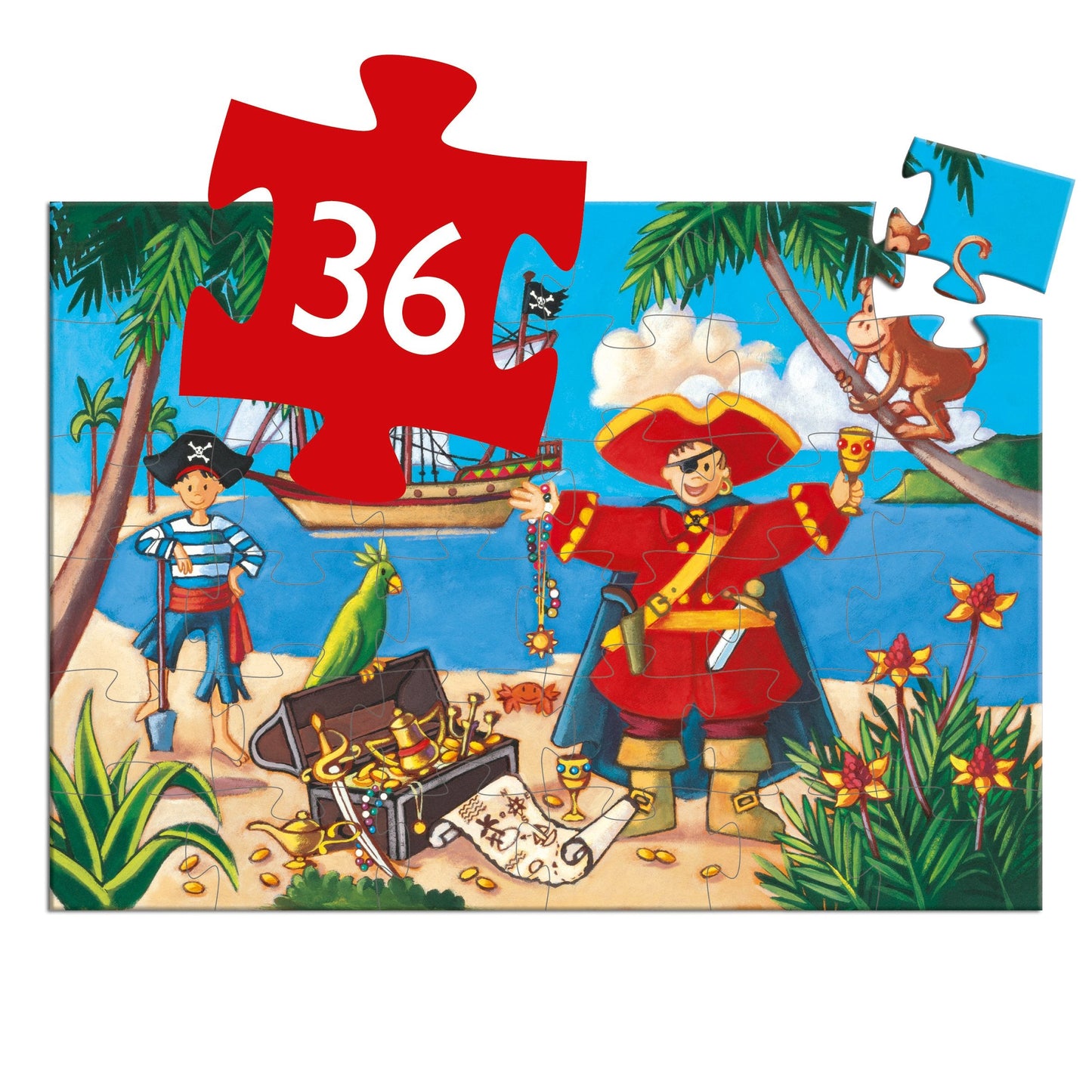 Djeco The Pirate & His Treasure 36pc Silhouette Jigsaw Puzzle