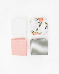 Little Unicorn Cotton Muslin Squares 4pk - Watercolor Roses