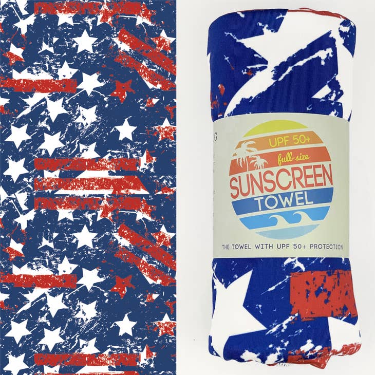 Luv Bug Co Full Size UPF 50+ Sunscreen Towel - Stars & Stripes