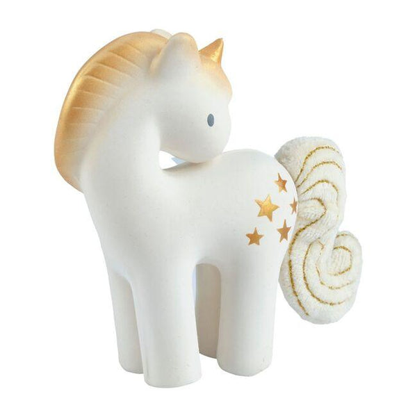 Tikiri Shining Stars Unicorn Natural Rubber Rattle with Crinkle Tail