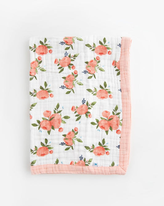 Little Unicorn Cotton Muslin Baby Blanket - Watercolor Rose
