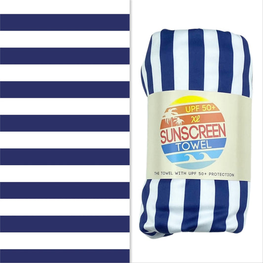 Luv Bug Co XL UPF 50+ Sunscreen Towel - Navy Stripe