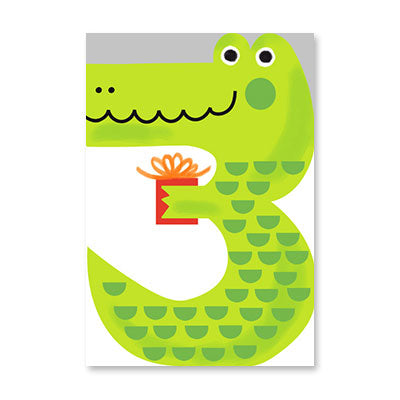 Greeting Card - Third Birthday  - Crocodile