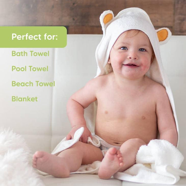 KeaBabies Cuddle Organic Bamboo Baby Hooded Towel - Cat