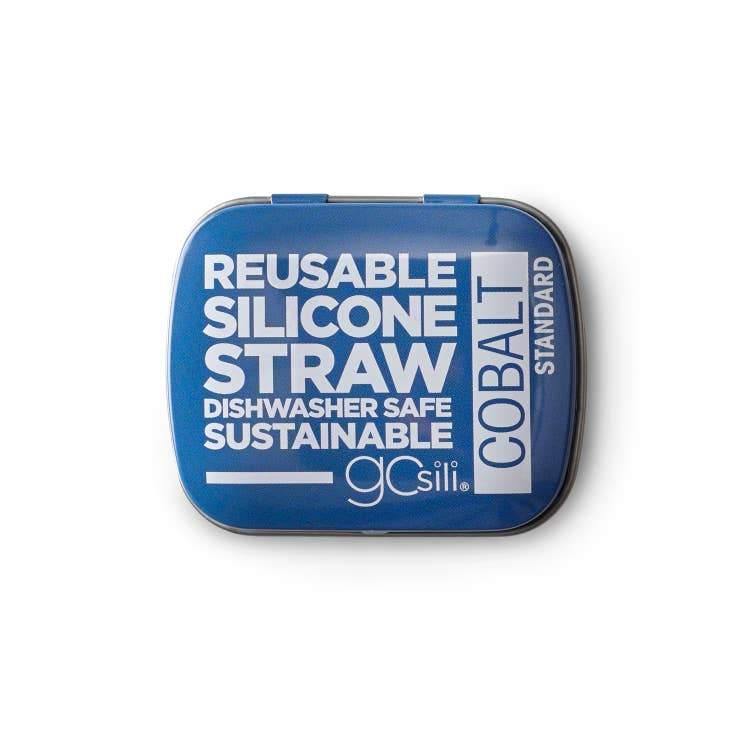 GoSili Portable and Reusable Silicone Straw with Travel Tin - Cobalt - ECOBUNS BABY + CO.