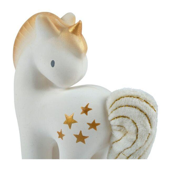 Tikiri Shining Stars Unicorn Natural Rubber Rattle with Crinkle Tail