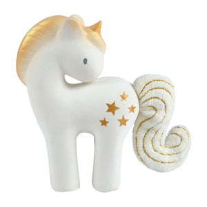 Tikiri Shining Stars Unicorn Natural Rubber Rattle with Crinkle Tail