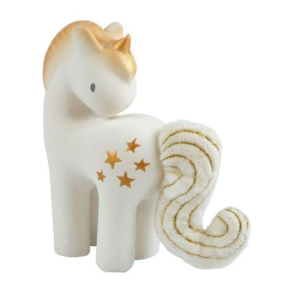Tikiri Shining Stars Unicorn Natural Rubber Rattle with Crinkle Tail