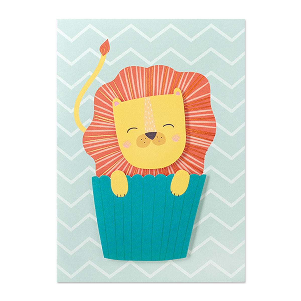 Greeting Card - Birthday Lion Cupcake